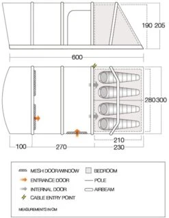 Vango Aether Air 450XL Opblaasbare Tent - 4 Persoons -Online Camping Winkel 1900 1514 aether air 450xl floorplan 01