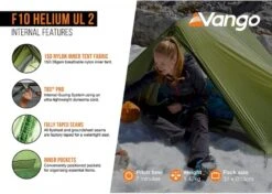 Vango F10 Helium UL 2 Ultralichte Trekking Tunneltent - 1/2 Persoons - Groen -Online Camping Winkel 1900 1783 f10 helium ul 2 5