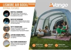 Vango Lismore Air 600XL Opblaasbare Tunneltent - 5 Persoons - Groen -Online Camping Winkel 1900 1783 lismore air 600xl package 4