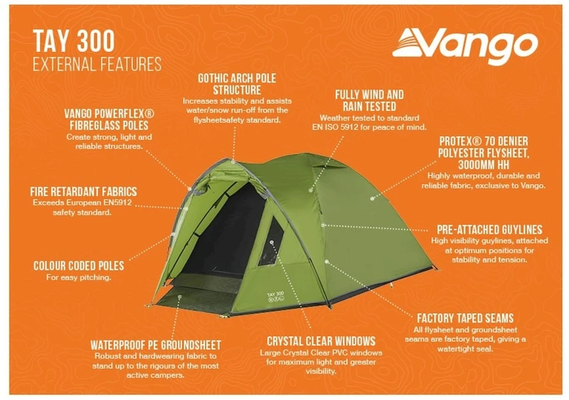 Vango Tay 300 Koepeltent - 3 Persoons - Groen 12 Vango Tay 300 Koepeltent - 3 Persoons - Groen - Afbeelding 10