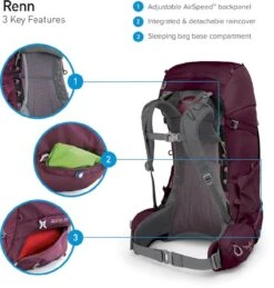 Osprey Renn Backpack - 50 Liter - Paars -Online Camping Winkel osprey renn features 1